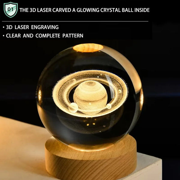 Lámpara Galáctica de Cristal 3D