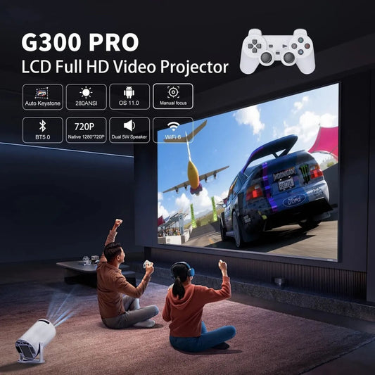 Proyector retro 10,000 juegos con controles inalámbricos, blanco