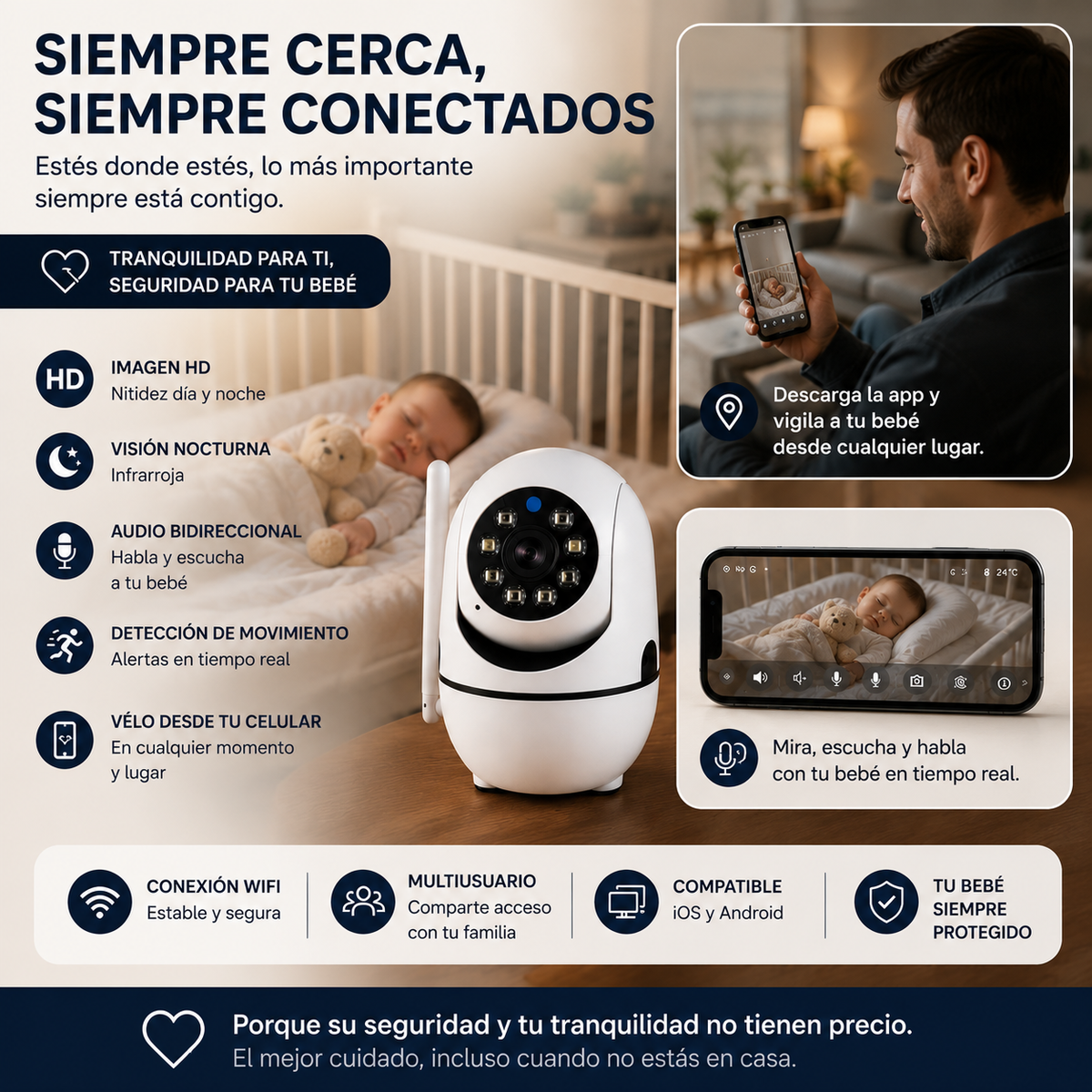 Monitor de Bebe con vision nocturna
