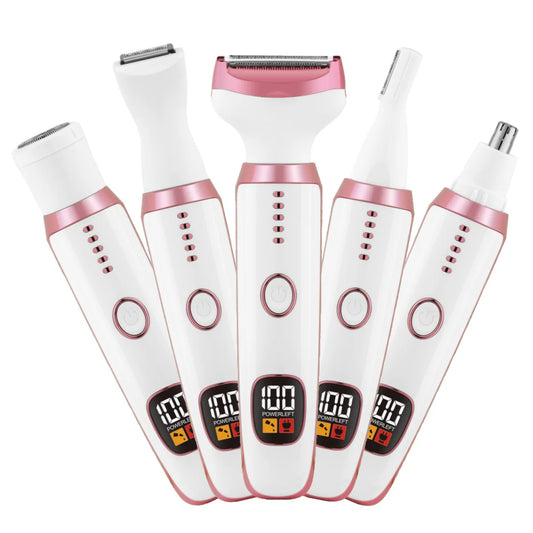 Depiladora Eléctrica Multifuncional 5 en 1 Recargable para Mujer - Facial y Corporal Profesional