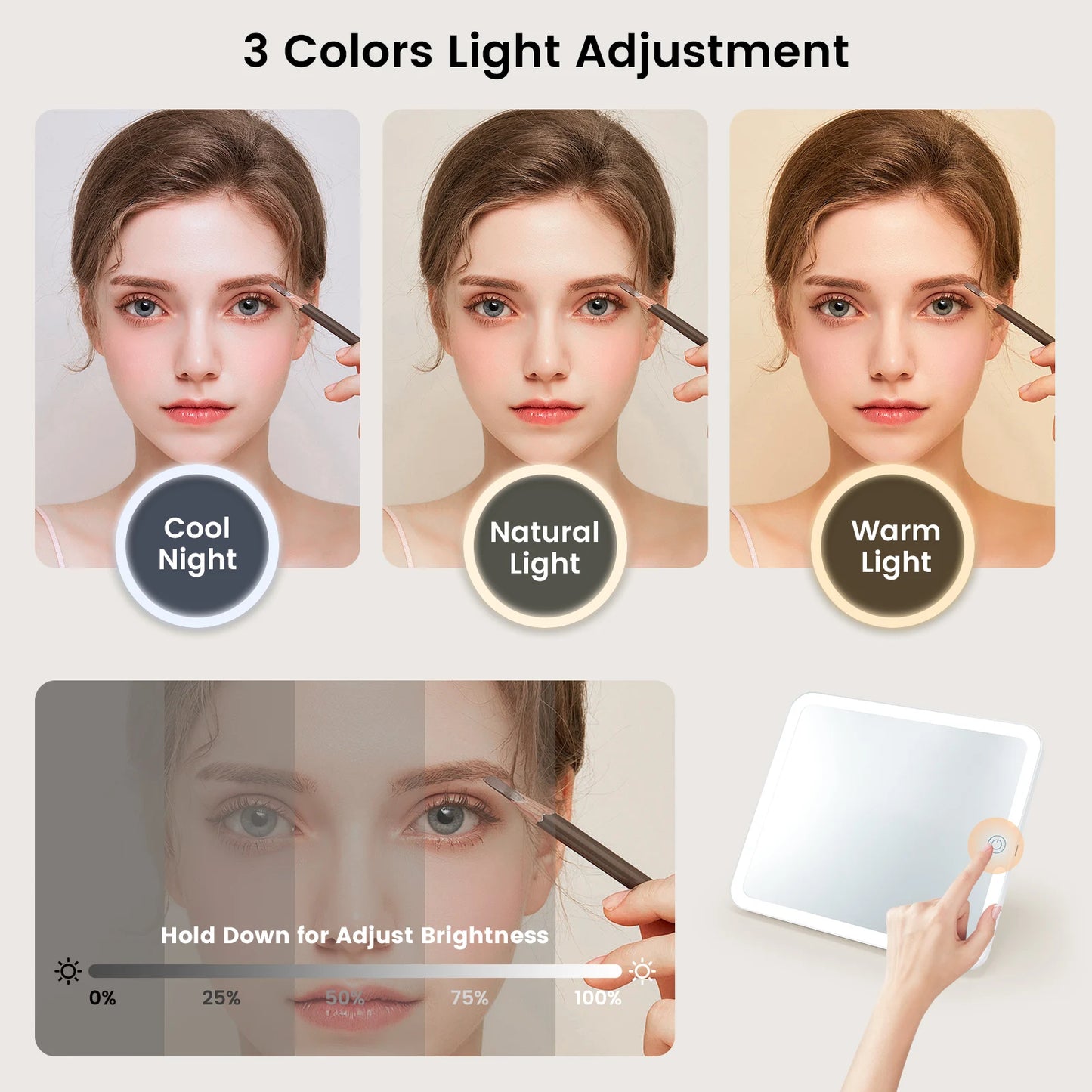 Estuche de maquillaje con espejo LED