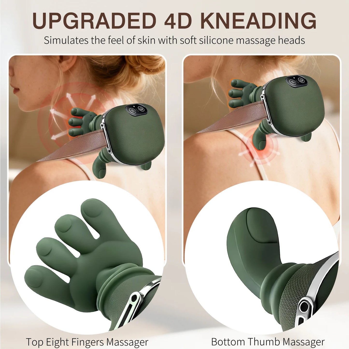 Masajeador De Cuello Infrarojo Manitos Biónico 4D Shiatsu