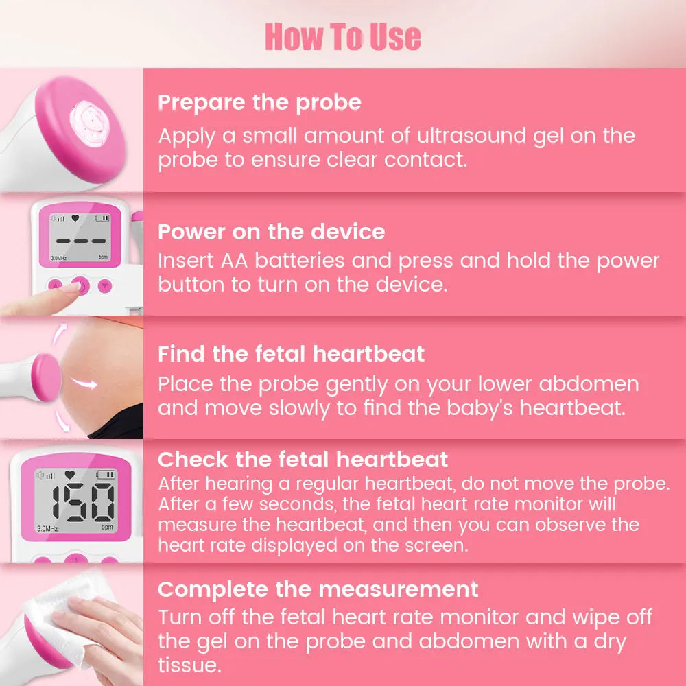 Detector De Frecuencia Cardíaca Doppler Fetal Portátil