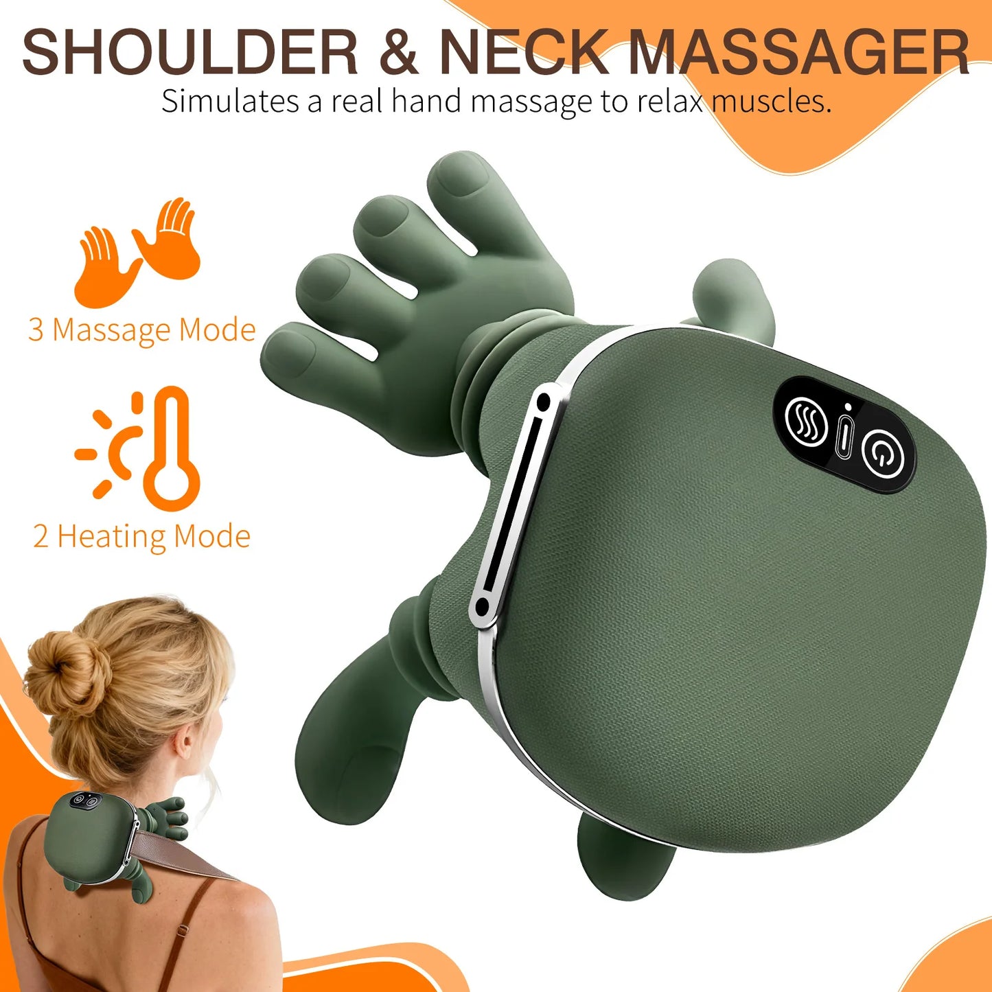 Masajeador De Cuello Infrarojo Manitos Biónico 4D Shiatsu